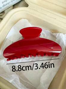 2个/1个 3.46英寸/8.8厘米 蓝色波点和红色椭圆形塑料发夹，时尚百搭优雅简约纯色渐变发饰，适合日常、休闲、派对、通勤、度假、扎马尾、盘发、洗脸、化妆、搭配夏季沙滩发夹度假发爪 - 彩色 - 查看 2