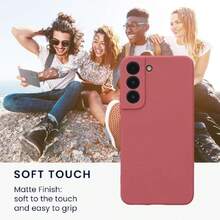 Case Compatible With Samsung Galaxy S22 - With Raised Edges - Suitable For Wireless Charging - Matte Dark Pink, 43341392 - Bronze - View 6