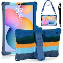 Funda para Samsung Galaxy Tab S6 Lite Case 10.4 Pulgadas 2024 2022 2020 (-P620/P625/P615),Silicona a Prueba Funda Niños para Galaxy S6 Lite Case Cover,con Cinturón de Hombro y Pluma Táctil,43356287 - Azul y blanco - Ver 1