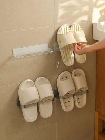 1pc Space Saving Wall Mounted Shoe Rack - Durable Plastic Slippers And Shoe Storage Rack, Perfect For Bathrooms, Bedrooms, Homes, And Dormitories