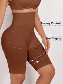 Pantalones cortos moldeadores sin costuras de cintura alta para mujer - Café integral - Ver 3