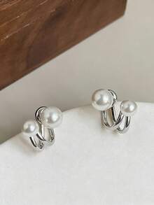 1 Pair Delicate Pearl Stud Earrings, Suitable For Daily Wear - Multicolor - View 5