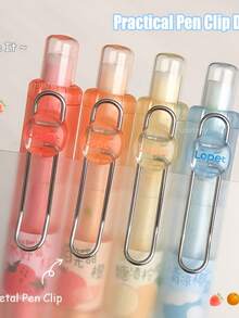 1/4 PCS Fun Fruit-Scented Pocket Pens With 0.5Mm Quick-Drying Gel Ink, Stylish And Minimalist Transparent Pens For Journaling And Drawing - Multicolor - View 6