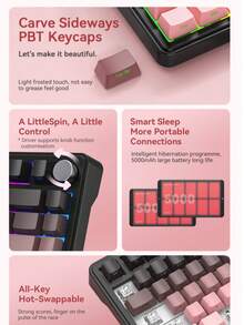 X85 机械键盘，RGB 背光，三模式无线（蓝牙/2.4G/有线），支持热插拔，侧印，可自定义背光游戏键盘 - 查看 4
