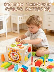1 Set Wooden Educational Toys For Kids, Multi-Function Shape Matching Puzzle, Early Learning Toys For Baby Focus Training - Multicolor - View 4