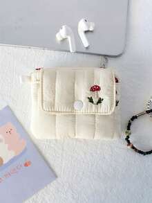 1个可爱绗缝卡包钱包，多功能翻盖按扣袋，便携式零钱包，耳机盒，小巧轻便，适合学生、女性、男性、护士、模特等，也适合节假日、生日、圣诞节、万圣节、情人节、父亲节、母亲节、感恩节、返校季等场合。 - 彩色 - 查看 12