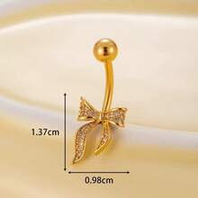 1件装女士肚脐环，时尚蝴蝶肚脐环，性感肚脐饰品，适合日常佩戴 - 金黃色 - 查看 3
