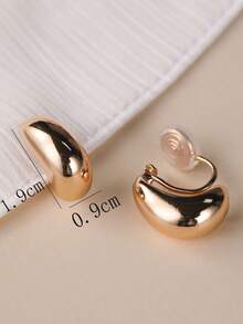 1 Par De Pendientes De Clip De Moda Y Sofisticados Para Mujeres, Con Gota De Agua Metálica, Estilo Simple, Gel De Sílice, Sin Perforaciones, Estilo Europeo Y Americano De Moda, Regalo De Cumpleaños Perfecto - Nuevo clip amarillo dorado - Ver 5