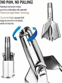 Manual Stainless Steel Nose Hair Trimmer For Men, Painless & Washable Precision Trimming Tool, Battery-Free Manual Nose Hair Clipper - Bạc - Xem 8
