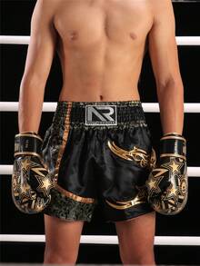 Anotherboxer Quần đùi MMA Muay Thai, quần đùi MMA cao cấp dành cho nam, quần đùi Jiu Jitsu, quần đùi thể thao tập luyện MMA, dụng cụ thi đấu. - màu đen - Xem 4