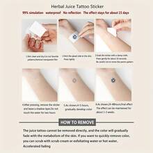 1片装草本汁液半永久魔法纹身贴纸，蝴蝶图案，可持续14天，防水，适用于手臂、手腕、胸部、背部、身体 - 黑色 - 查看 8