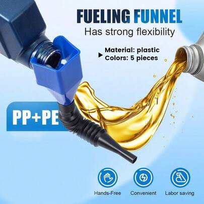 便携式可折叠伸缩式油漏斗，带快接喷嘴 - 耐用ABS材质，免手持倒油，适用于汽车、卡车、摩托车 - 跨境通用，汽车换油配件，免手持倒油，方形设计，坚固耐用