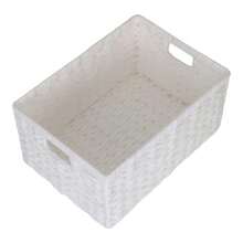 Red Hamper Unlined Woven White Twisted Paper Storage Basket - Transparent Black Model - View 9