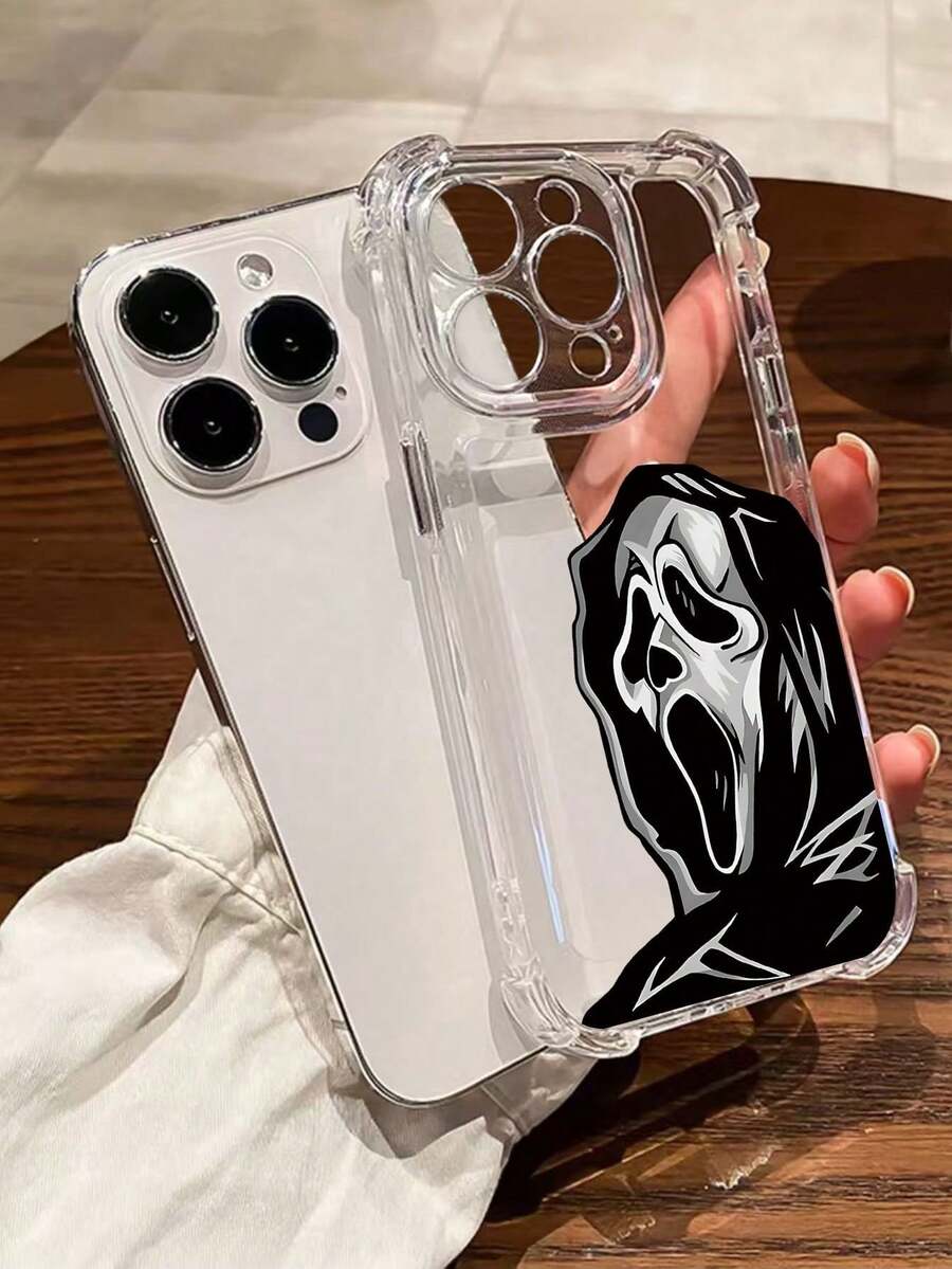 Ốp điện thoại chống sốc hình quỷ/đầu lâu mạ điện Ghost Face 1 cái, chất liệu TPU, tương thích với iPhone 17 Air/17 Pro Max, 16, 11, 15 Pro Max, 14 Pro Max, phiên bản quốc tế, không phải phiên bản nội địa.