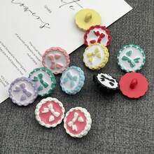 10/16/24 chiếc cúc nhựa tròn nhiều màu sắc dễ thương hình nơ, kích thước 1.8cm/0.71inch, thích hợp để đan len, may quần áo DIY, thủ công mỹ nghệ, đồ dùng nghệ thuật, phụ kiện may vá. - cung tròn - Xem 2