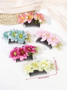 1 pieza Peineta de flores hecha a mano de estilo bohemio para primavera/verano, adecuada para actuaciones de baile, sesiones de fotos, accesorios para el cabello, ambiente de vacaciones en la playa, peineta, tocado, vacaciones, festival, fiesta - Multicolor - Ver 6