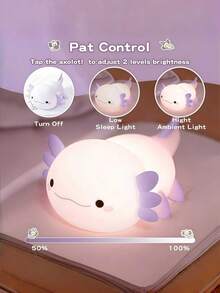 Cute Axolotl Night Light - USB Rechargeable LED Lamp, Touch Dimming, Color-Changing Axolotl Design, Soft Light, Suitable For Bedroom And Office Decor - Perfect Gift For Birthday, Christmas And Holiday Season, Room Decor, Bedroom Decor - Multicolor - View 16