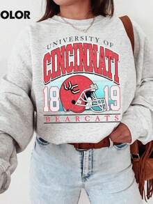 University Of Cincinnati Crewneck Sweatshirt, Vintage Cincinnati Shirt, Retro College Game Day Tee, Bearcats Fan Gift Unisex-2 (2) - Xám - Xem 1
