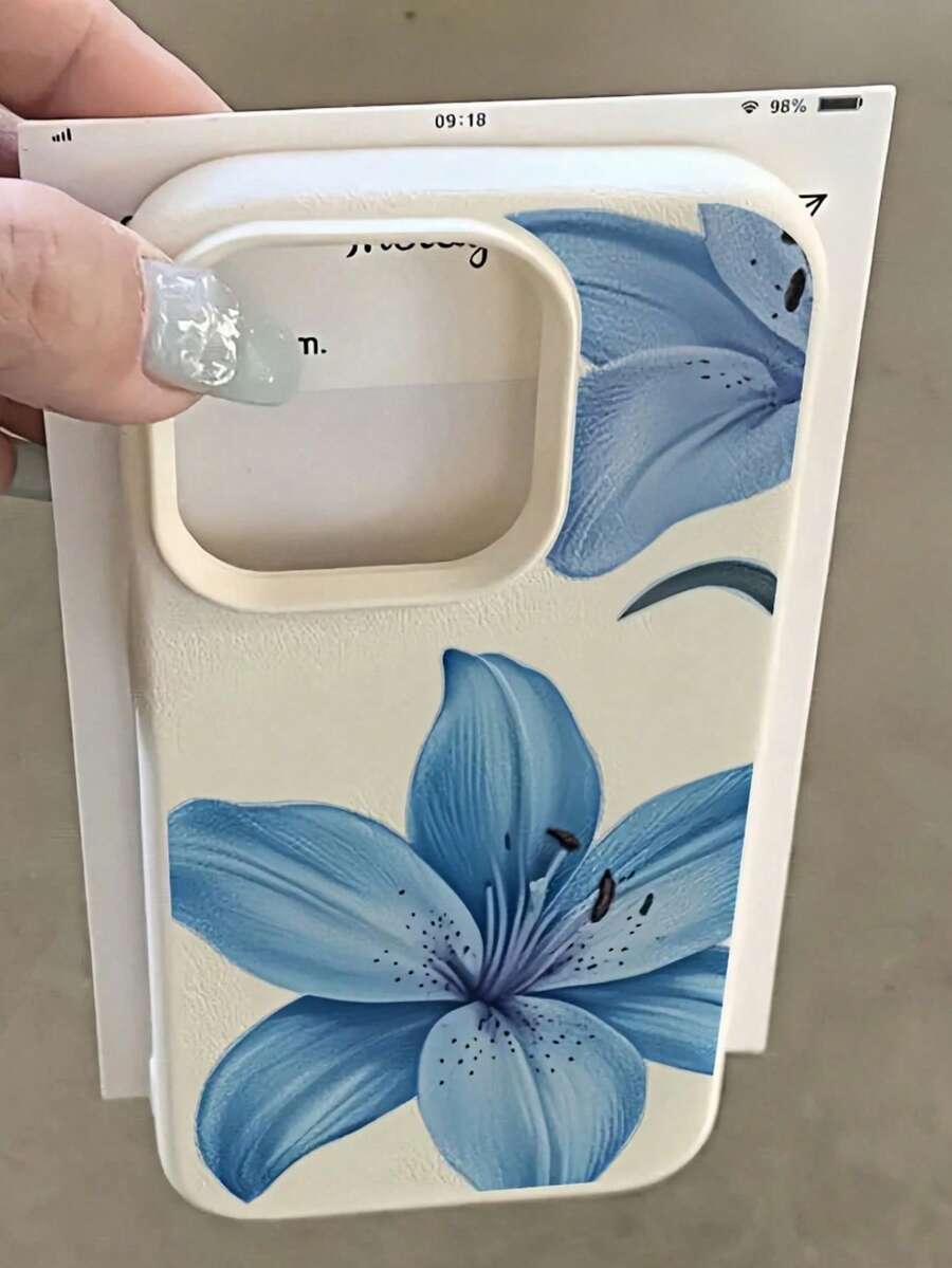 夏季蓝色百合花卉艺术哑光鹅卵石纹防摔全包覆TPU时尚手机保护壳，兼容 17/16/11/12/13/14/15/15 Pro/15 Plus/15 Pro Max/7 Plus/8 Plus/X/XS Max/XR/11 Pro/12 Pro/13 Pro/14 Pro/12 Mini/13 Mini/11 Pro Max/12 Pro Max/13 Pro Max/14 Pro Max/14 Plus/6/6S/6 Plus/7/8/16 Pro/16 Plus/16 Pro Max/SE 和三星Galaxy A55/A54/A14/A12/A13/A15/A32/A33/A24/A52S/S20/S21/S22/S23/S24/S23 Plus/S24 Ultra/S25/A15/A33/A23