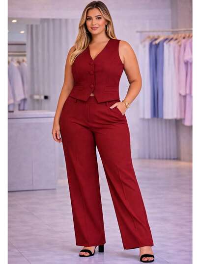 Conjunto Alfaiataria Colete e Calça Pantalona Escritório, Trabalho, Social, Recepção