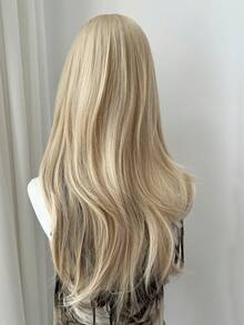 合成纤维长波浪假发，高层次金色假发，耐热纤维材质，适合日常佩戴、派对和聚会，自然逼真。 - 金色 - 查看 6