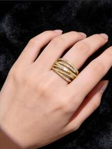 1 Nhẫn Fashion Unlimited Loop Zirconia quà tặng Giáng sinh, đám cưới, người yêu, tiệc tùng, ngày lễ - Vàng - Xem 2