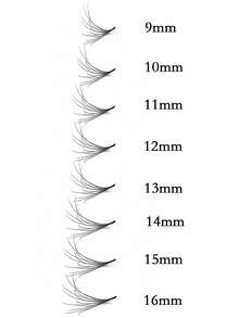 1 Box 300 Pcs Cluster False Eyelashes,8D 10D 12D 14D 16D,9-16mm / Mixed Lengths ,Curl C+D, Thickness 0.05mm,Double Layer, Three-Dimensional Effect, Cluster Eyelashes, Premade Fans Eyelash Extensions, Sharp Narrow Stem Premade Fans Eyelash Extension, Easy To Carry, Natural & Soft, Party And Travel, Beginner Friendly Salon Quality - View 4