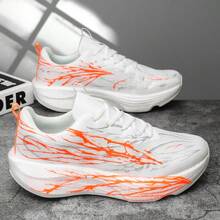 男士透气网面运动鞋，夜光运动鞋，轻便跑步鞋 - 白橘色 - 查看 3