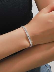 Bộ trang sức 4 món thời trang nữ đa năng, thanh lịch, tối giản gồm túi xách cầm tay, túi đeo vai dây xích, vòng cổ pha lê rỗng sang trọng, bông tai và vòng tay, thích hợp cho các bữa tiệc. - Bạc - Xem 7