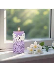 春季花朵柱形蜡烛硅胶模具 DIY 手工蜡烛模具 - 圓柱 - 查看 8