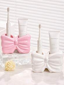 1/2pcs Bow Toothbrush Holder, Wall-Mounted Bathroom Toothbrush Storage Rack, Bathroom Decor - Multicolor - View 5