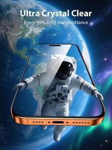 适用于 17 Pro/17 Air/17 Pro Max/16/14/15/13/12/11 的屏幕保护膜，3 片钢化玻璃材质，[9H+ 硬度] [军规级防摔] [触控灵敏] [易于安装] [高清透明]，高清透明（3 片钢化膜和 3 片黄色背景镜头膜） - 彩色 - 查看 4