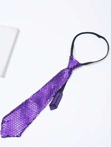 Sequin Drawstring Tie, Solid Color Minimalist Zipper Tie, Suitable For Gatherings, Performances, Parties - Multi-color Breathable, Colorfast and Wear-resistant - View 2