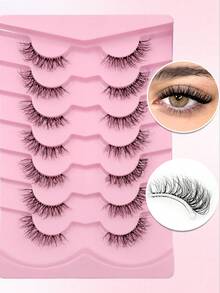 Rikuaild 7 Cặp Mi Giả Góc Mỏng, Tự Nhiên & Mềm Mại, Kiểu Mi Giả Nửa Mi, Kiểu Rối Với Dải Trong Suốt - Nửa lông mi - Xem 5