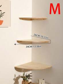 1 pièce/3 pièces Étagère d'angle murale en bois de style bohème, support d'affichage multifonction rustique, convient pour le salon et la chambre à coucher, étagère de rangement pour la maison pour les livres et les décorations - Multicolore - Voir 8