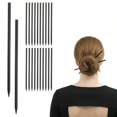 22PCS Chinese Wooden Hair Sticks Vintage Wooden Hair Sticks Chinese Style Pencil Long Hairpins Black Chopstick Bun Clips Hairstyles Decorative Accessories For Women