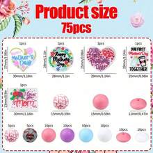 25/44/75pcs Mother's Day Letter Bead Set - Mother's Day Theme "Love Mom" - Suitable For DIY Handmade Keychains, Necklaces, Bracelets, Decorative Pens, Jewelry And Pendants - Ideal For Holiday And Birthday Gifts - Mother's Day Alphabet - View 3