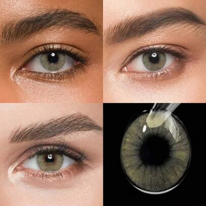  Lalens Hid Aurora Natural Contact Lenses, Aurora Amber Color, Suitable For Daily Makeup, Diameter 14.2mm, Annual Replacement, Suitable For Dark Brown Eyes, Halloween Cosplay