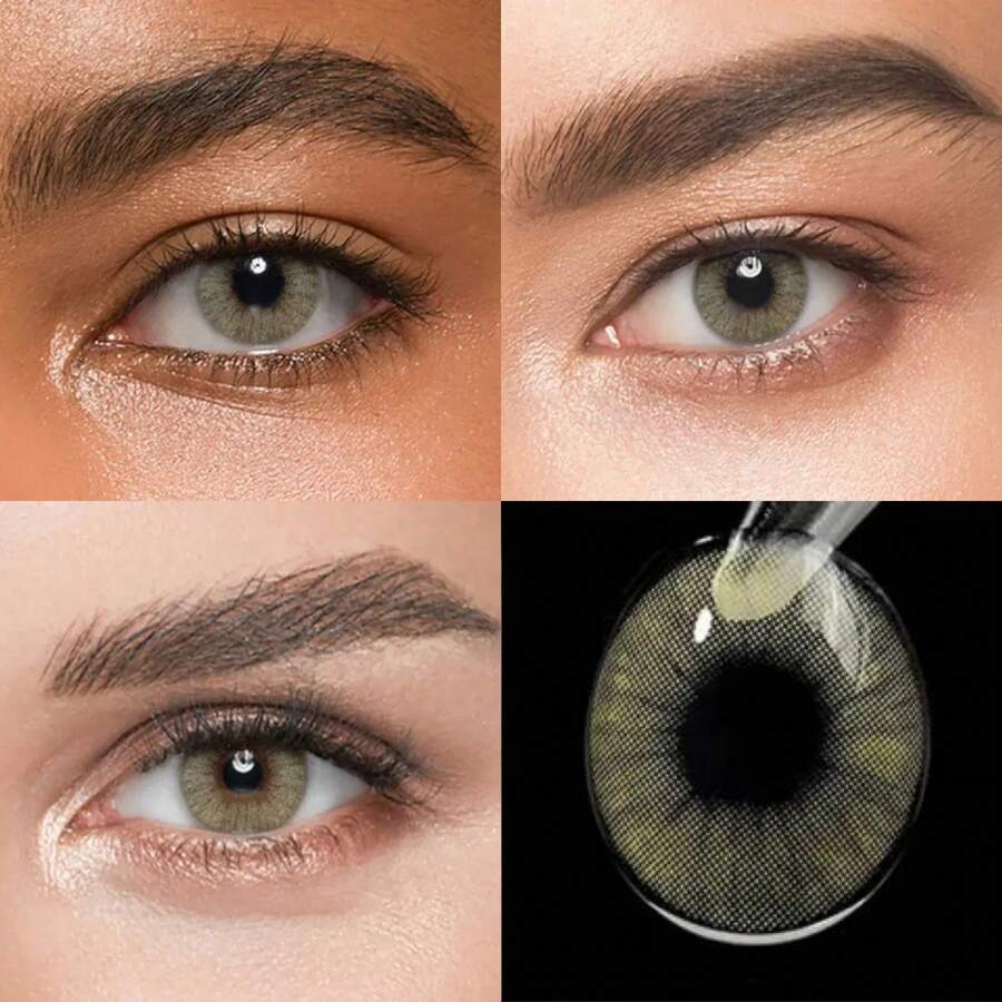 Lalens Hid Aurora Natural Contact Lenses, Aurora Amber Color, Suitable For Daily Makeup, Diameter 14.2mm, Annual Replacement, Suitable For Dark Brown Eyes, Halloween Cosplay
