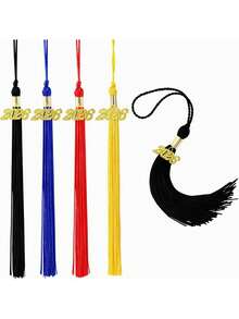 1pc Of 2026 Graduation Cap Ornament Featuring Tassels In Black, Red, Yellow, And Blue, Adorned With A Golden 2026 Pendant, Perfect For Decorating Graduation Caps And As A Gift For The Graduation Season - A - View 1