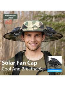 Solar Powered Double Fan Cooling Hat, USB Rechargeable, Adjustable Strap, Breathable, High-Efficiency, Long-Lasting, Powerful Airflow, Suitable For Outdoor Activities - A - View 11
