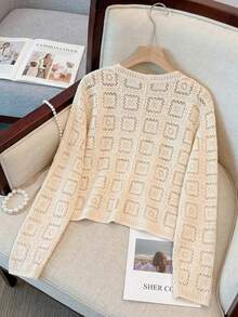 Cárdigan ligero de estilo bohemio para vacaciones en la playa para mujer - Albaricoque - Ver 3