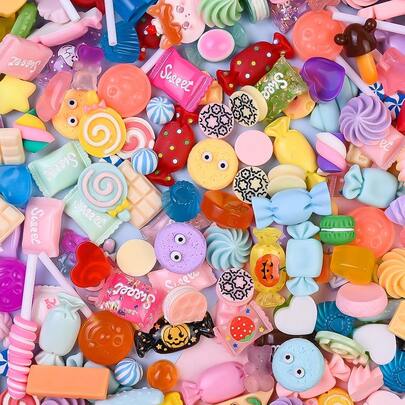 5/10/20/30pcs Random Candy Slime Charms Beads Cute Set Mixed Resin Sweets Flatback Slime Making Supplies For DIY Craft Making And Ornamen DIY Accessories