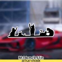 Lindo y travieso adhesivo de gato para espejo retrovisor - Calcomanía de vinilo para autos, camiones, etc., opción de regalo perfecta, uso multipropósito, fácil de aplicar, diseño duradero y elegante, calcomanía de gato para carrocería, ventana, parachoques, calcomanía de vinilo resistente al agua - A - Ver 6
