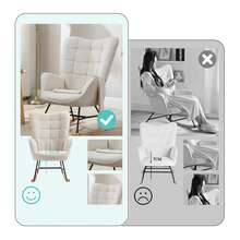 Meubles Cosy Mecedora escandinava de lactancia, silla de descanso y ocio de tela con patas de madera y metal para sala de estar, dormitorio, beige, 64 x 84 x 97 cm. - Beis - Ver 4