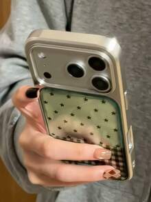 Funda de teléfono con estampado de cuadros verdes y estrellas al estilo coreano para iPhone 17Pro Max, 17Pro, 17, 16Pro Max, 16Pro, 16, 15Pro Max, 15Pro, 15, Pro Max, 15, 14, cubierta protectora única y de moda - Verde - Ver 4