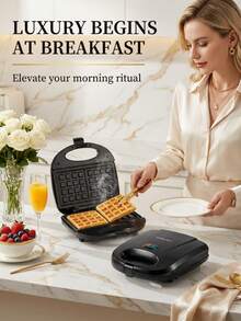 SOKANY-113 华夫饼机早餐机，紧凑型家用小型烤面包机，双面加热 - 美規A型插(110-127V) - 查看 2