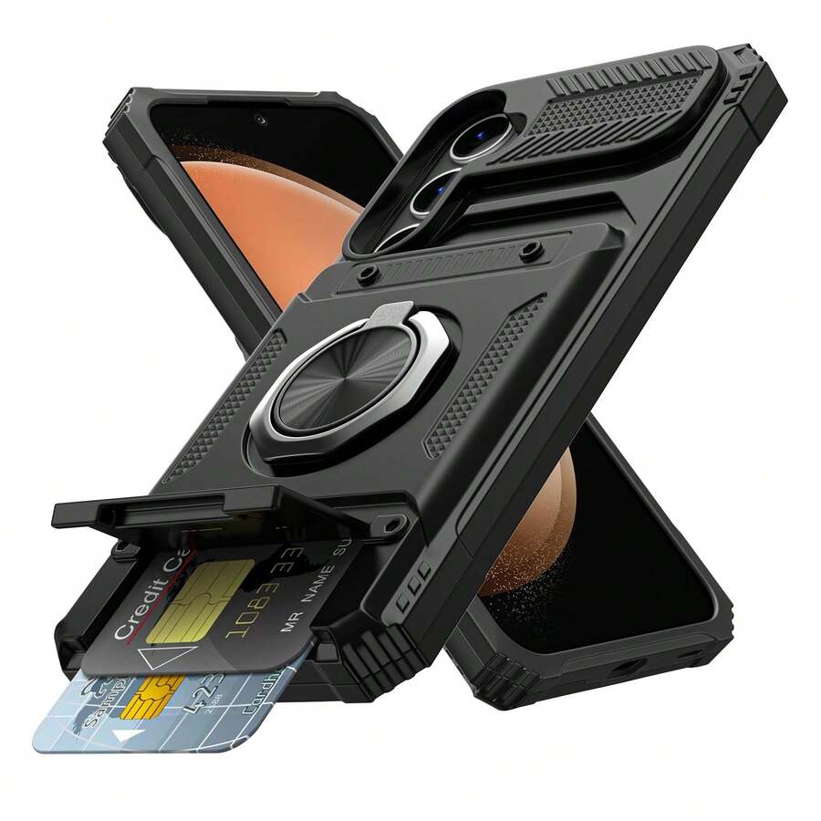 Ốp lưng chống rơi, thiết kế ẩn khe SIM, bảo vệ điện thoại Galaxy S26, S25, S24, S23 Ultra Plus, FE A56, A55, A36, A35, A26, A25, A16, A15 và 17, 16, 15, 14, 13, 12, 11 Pro Max Plus - màu đen - Xem 1