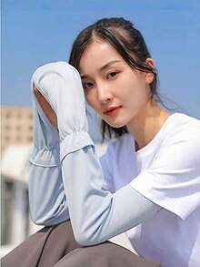 1 双时尚轻薄女士护臂，适合日常户外活动、驾车、骑电动自行车，透气防紫外线，露指防晒护臂，防护护臂，旅行，节日活动 - 彩色 - 查看 7
