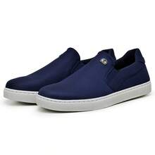 Tênis Sapatênis Slip On Casual Dia a Dia inimalista Sapato Versátil Leve Confortável Pronta Entrega Fácil de Calçar - Azul Marinho - Visão 5